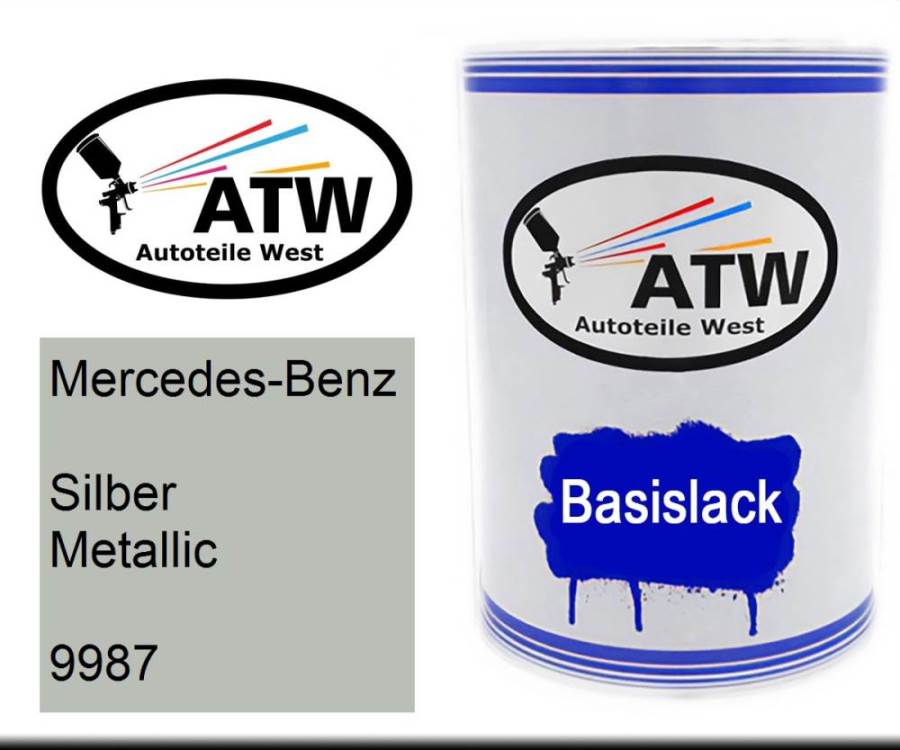 Mercedes-Benz, Silber Metallic, 9987: 500ml Lackdose, von ATW Autoteile West.